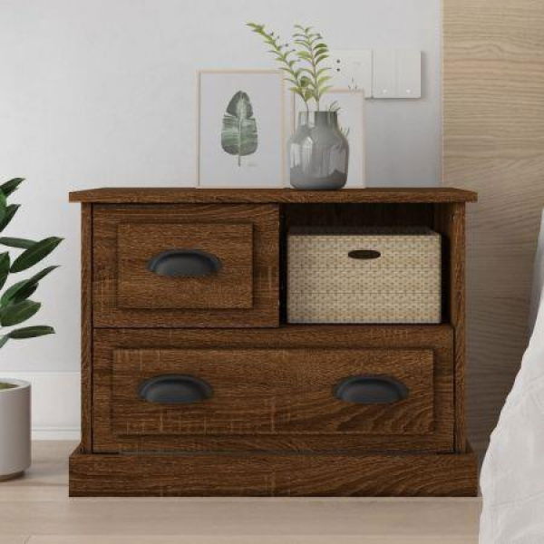 Bedside Cabinet Brown Oak 60x39x45 Cm