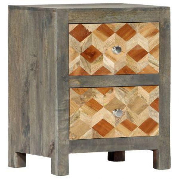 Bedside Cabinet Grey 40x30x50 Cm Solid Mango Wood