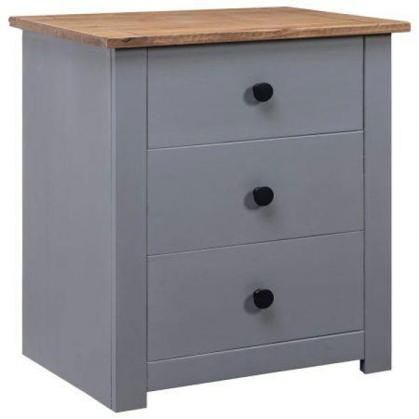 Bedside Cabinet Grey 46x40x57 Cm Pinewood Panama Range