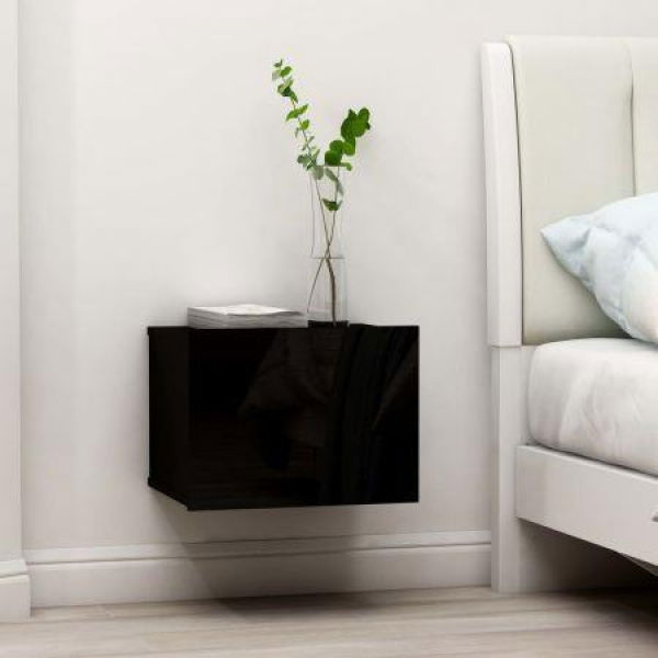 Bedside Cabinet High Gloss Black 40x30x30 Cm Chipboard