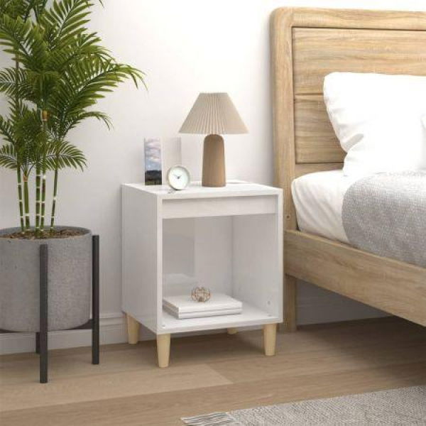 Bedside Cabinet High Gloss White 40x35x50 Cm Engineered Wood