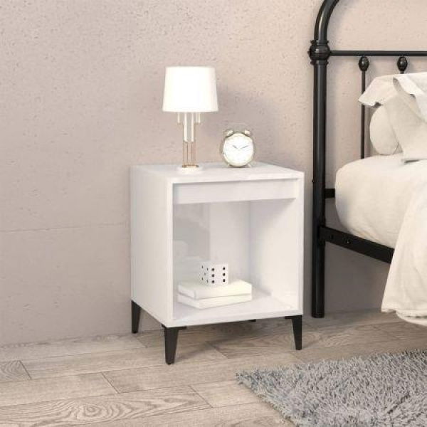 Bedside Cabinet High Gloss White 40x35x50 Cm