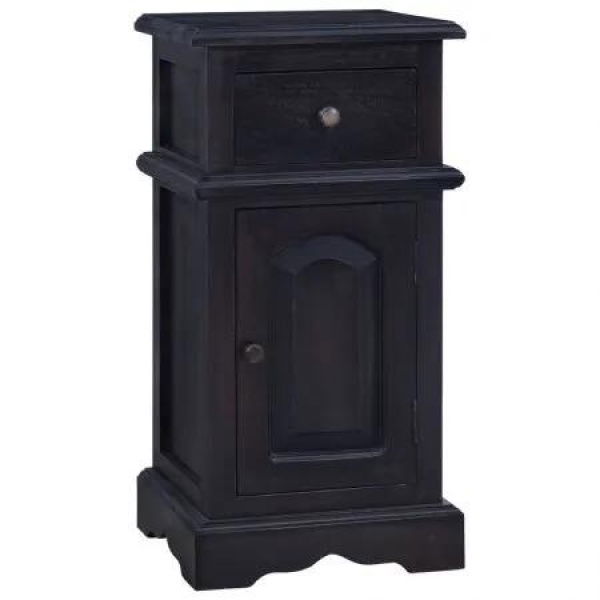 Bedside Cabinet Light Black Coffee Solid Mahogany Wood