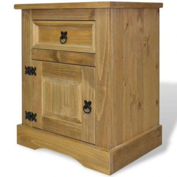 Bedside Cabinet Mexican Pine Corona Range 53x39x67 Cm