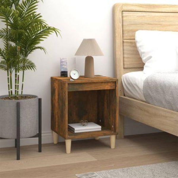 Bedside Cabinet Smoked Oak 40x35x50 Cm