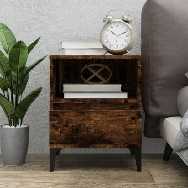 Bedside Cabinet Smoked Oak 40x35x50 Cm