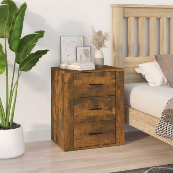 Bedside Cabinet Smoked Oak 50x36x60 Cm Engineered Wood