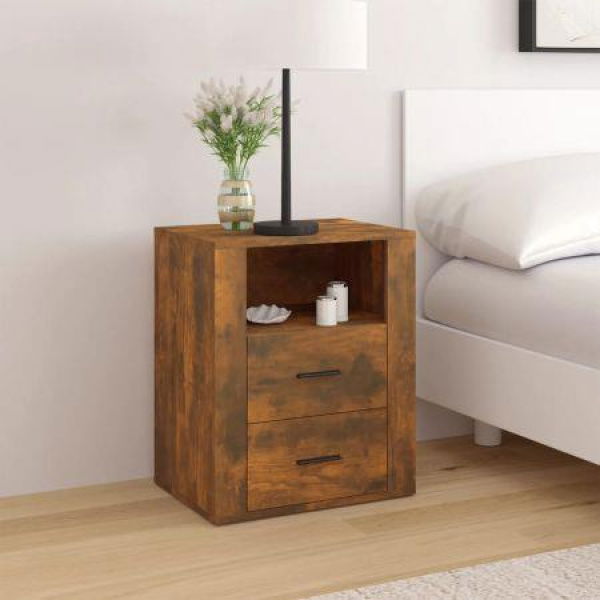 Bedside Cabinet Smoked Oak 50x36x60 Cm Engineered Wood