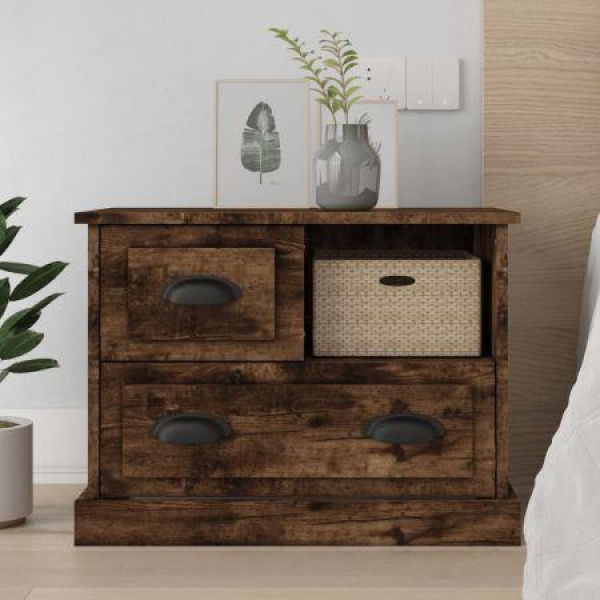 Bedside Cabinet Smoked Oak 60x39x45 Cm