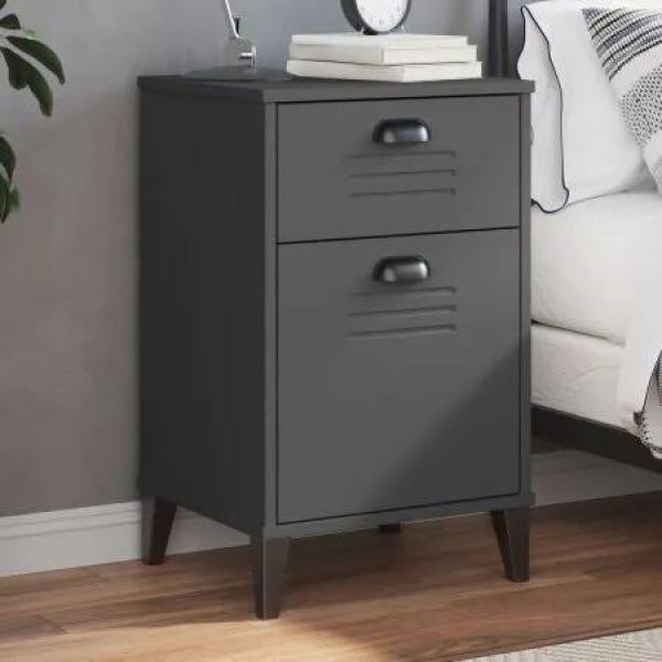 Bedside Cabinet VIKEN Anthracite Grey Engineered Wood