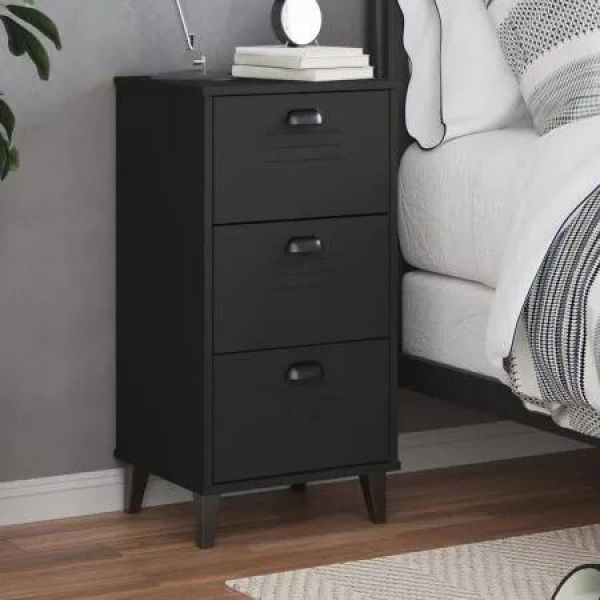 Bedside Cabinet VIKEN Black Engineered Wood