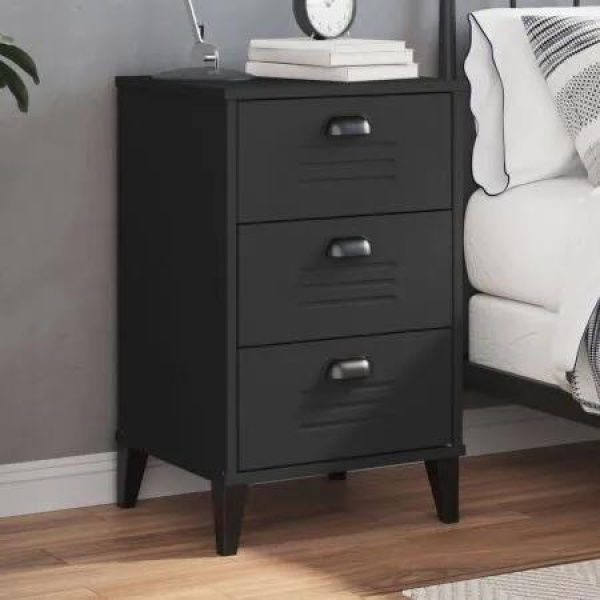 Bedside Cabinet VIKEN Black Engineered Wood