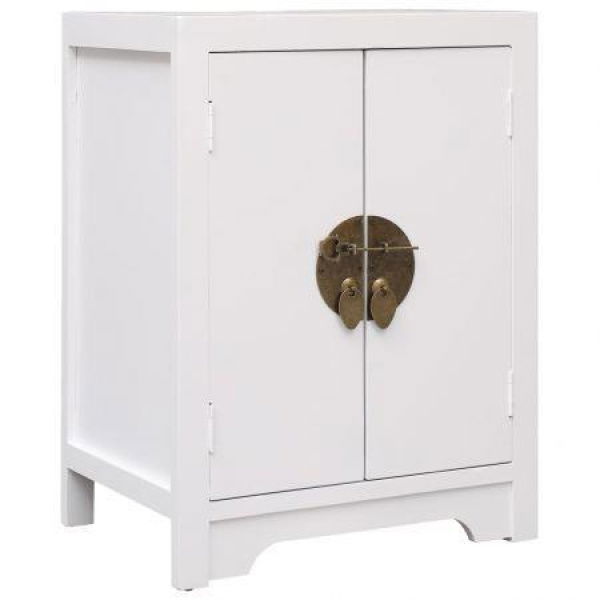 Bedside Cabinet White 38x28x52 Cm Paulownia Wood