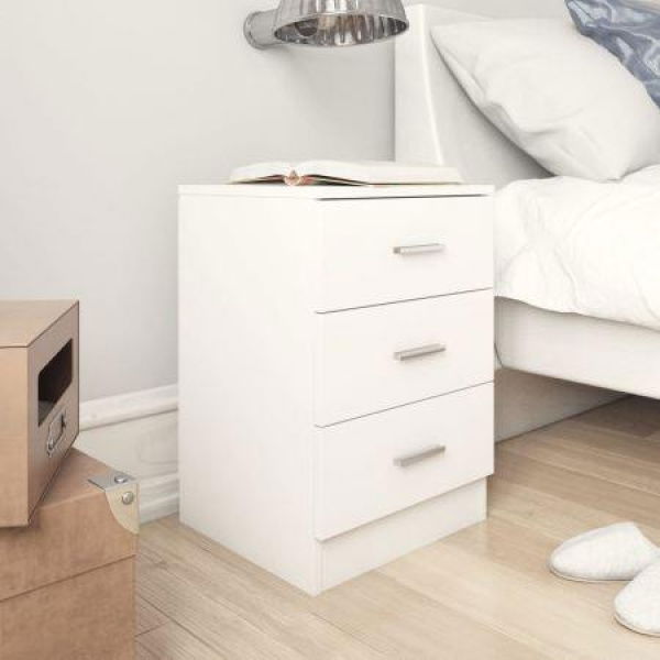 Bedside Cabinet White 38x35x65 Cm Chipboard