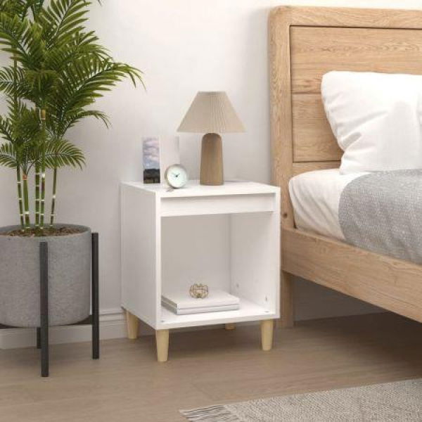 Bedside Cabinet White 40x35x50 Cm Engineered Wood