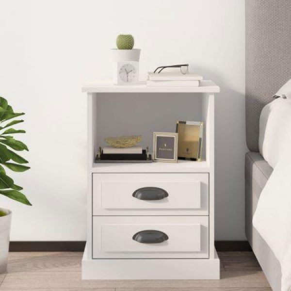 Bedside Cabinet White 43x36x60 Cm