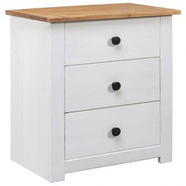 Bedside Cabinet White 46x40x57 Cm Pinewood Panama Range