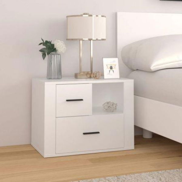 Bedside Cabinet White 60x36x45 Cm Engineered Wood