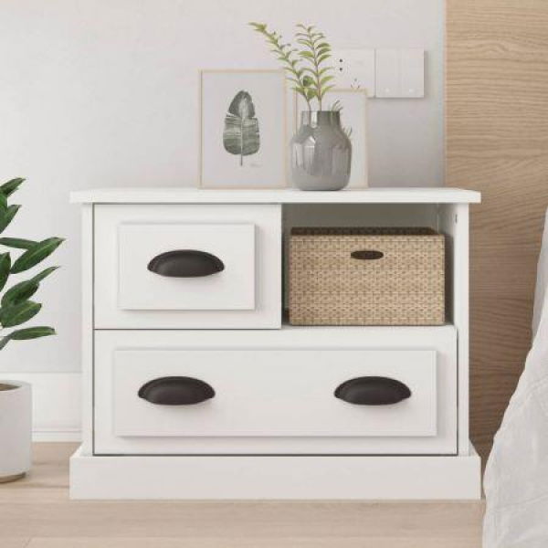 Bedside Cabinet White 60x39x45 Cm