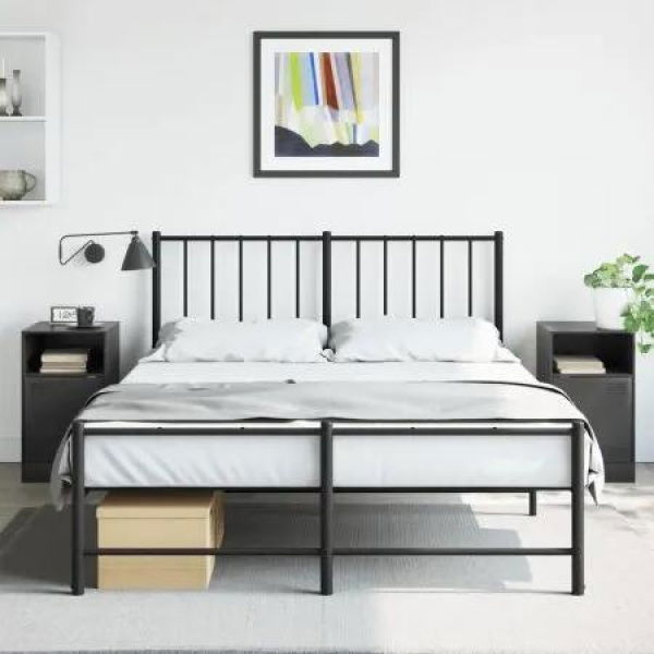 Bedside Cabinets 2 pcs Black 34.5x39x62 cm Steel