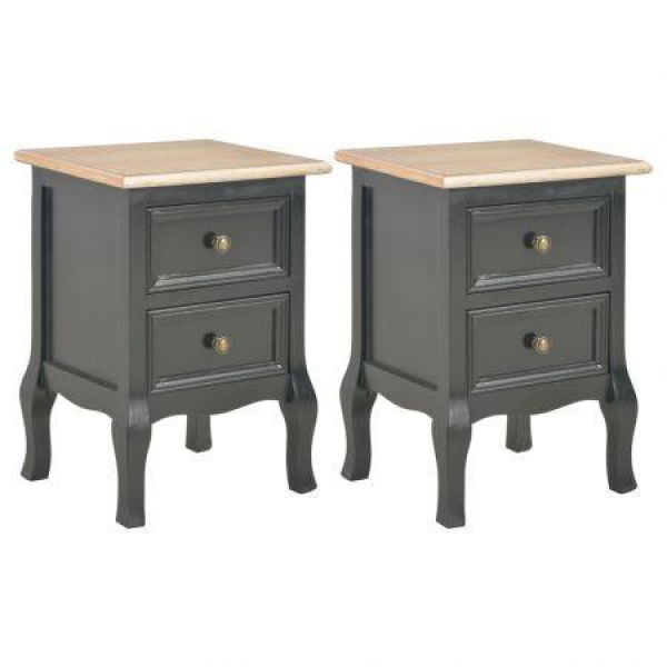 Bedside Cabinets 2 Pcs Black 35x30x49 Cm MDF