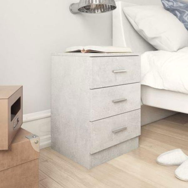 Bedside Cabinets 2 Pcs Concrete Grey 38x35x65 Cm Chipboard