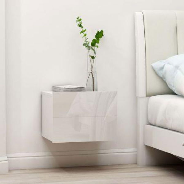 Bedside Cabinets 2 Pcs High Gloss White 40x30x30 Cm Chipboard