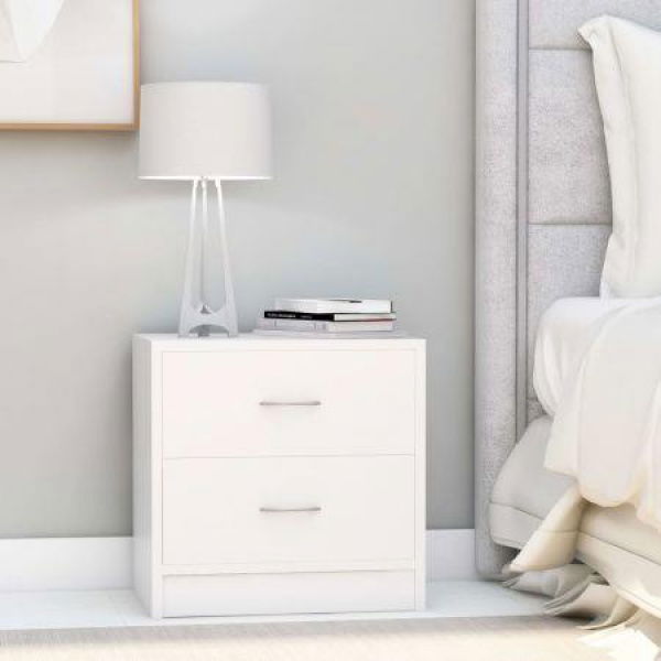 Bedside Cabinets 2 Pcs White 40x30x40 Cm Chipboard