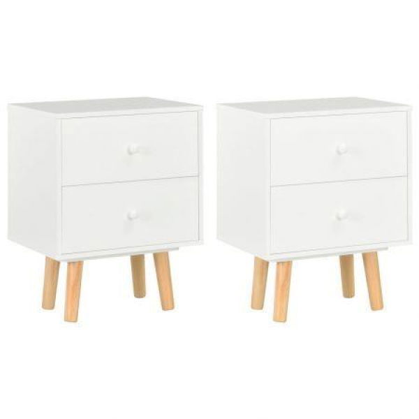 Bedside Cabinets 2 Pcs White 40x30x50 Cm Solid Pinewood