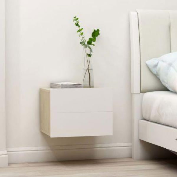 Bedside Cabinets 2 Pcs White And Sonoma Oak 40x30x30 Cm Chipboard