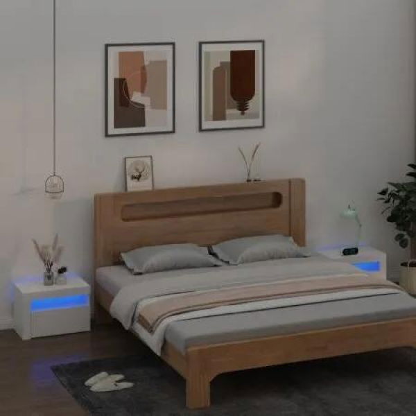 Bedside Cabinets 2 pcs with LEDs White 60x35x40 cm