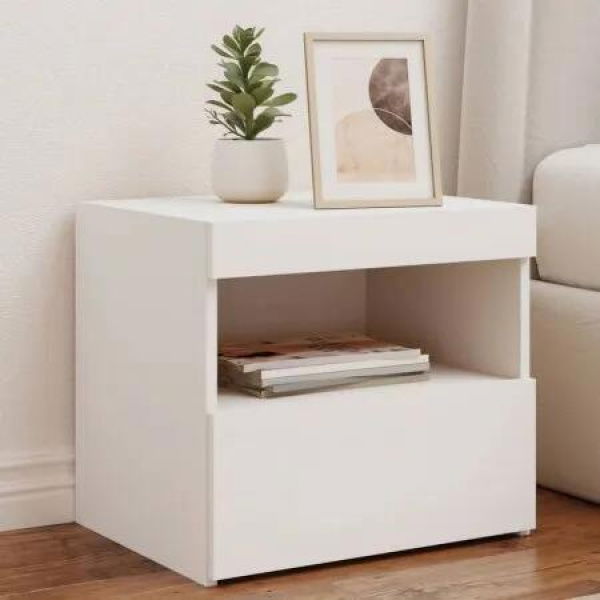 Bedside Cabinets with LED Lights 2 pcs White 50x40x45 cm