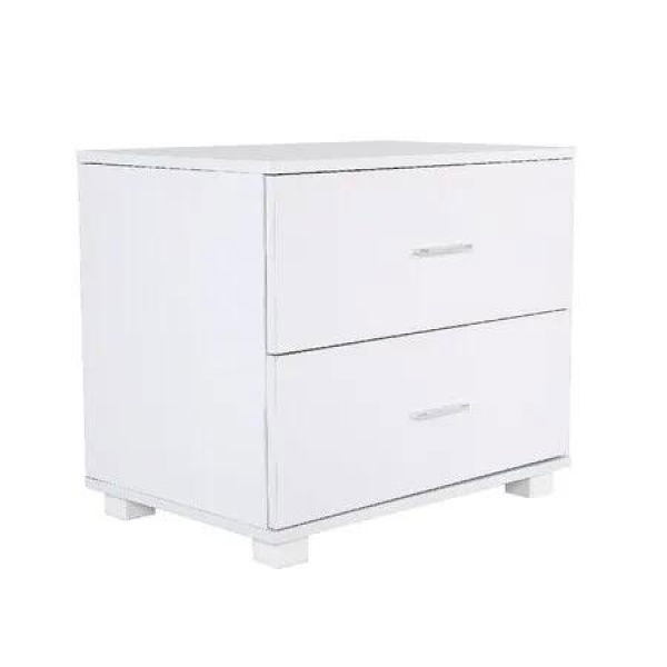 Bedside Table Side Storage Cabinet Nightstand Bedroom 2 Drawer Legs ETTA WHITE
