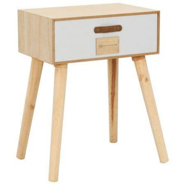 Bedside Table With A Drawer 44x30x58.5 Cm Solid Pinewood.