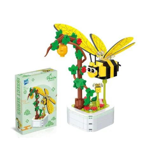 Bee Branch Potted Plant Building Block Toy Insect Potted Series Ornaments Childrens Early Education Exquisite Flower Bonsai Building Blocks