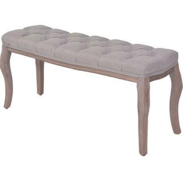 Bench Linen Solid Wood 110x38x48 Cm Light Grey