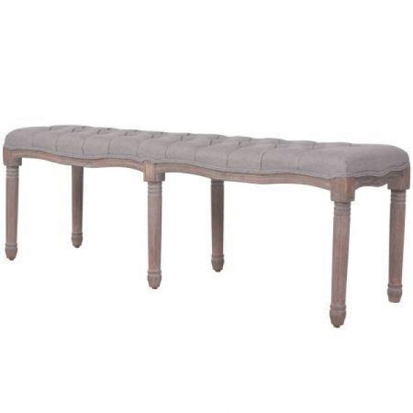 Bench Linen Solid Wood 150x40x48 Cm Light Grey