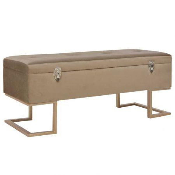 Bench With Storage Compartment 105 Cm Beige Velvet