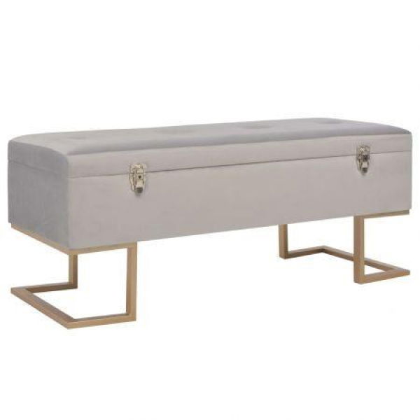 Bench With Storage Compartment 105 Cm Grey Velvet