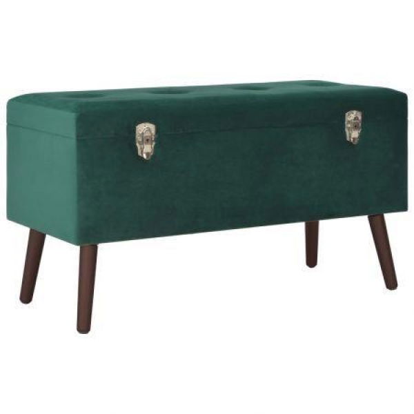 Bench With Storage Compartment Green 80 Cm Velvet