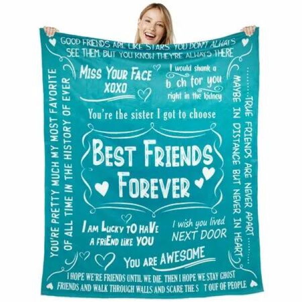 Best Friend Blanket Gift 130*150cm Bestie Gift Mothers Day Friendship Flannel Throw Blanket Thinking of You Far Away Gifts