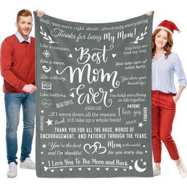 Best Mom Ever Gifts Mothers Day Letter Warm Soft Throw Blanket For Mom Grandma With Exquisite Gift Bag - 130*150CM.