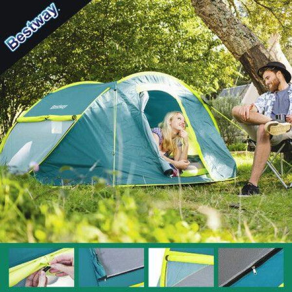 Bestway 4 Man Camping Tent Pop Up Instant Beach Shelter Family Sun Shade Waterproof Hiking Fishing Outdoor Picnic with Carry Bag 2.1x2.4x1m