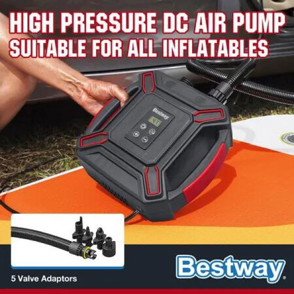 Bestway Electric Air Pump PowerGrip DC Stand Up Paddle Board Portable SUP Boat Kayak Inflatables Inflator 0 to 16PSI