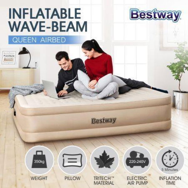 Bestway Queen Size Air Bed Inflatable Mattress with Built-in Pump