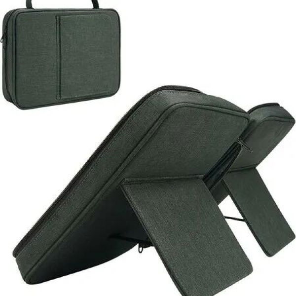 Bible Case Carrying Church Bag with Book Stand, Bible Bag with Handle Zipper and Multi-Pockets for Scripture Study Bible Protector Gray