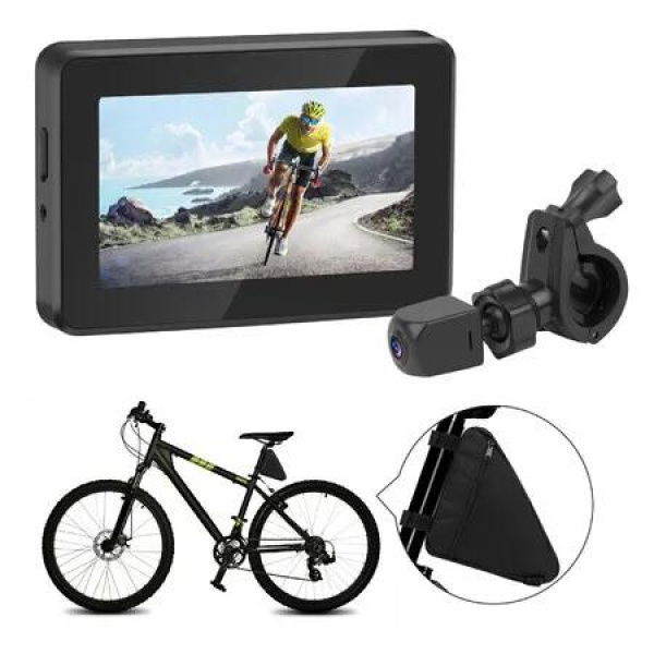Bicycle Camera Night Vision Rechargeable Wide Angle Handlebar 4.3in HD 1080P Monitor Mountain Bike MTB