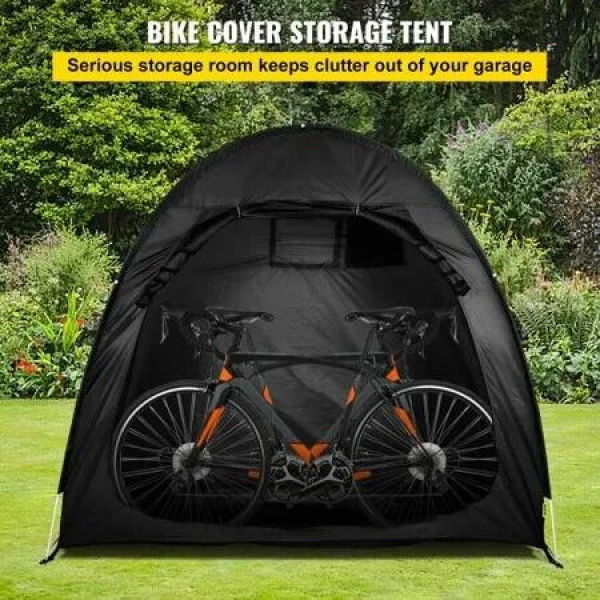 Bicycle Storage Tent Bike Storage Cover 210D Waterproof Black w/ Carry Bag