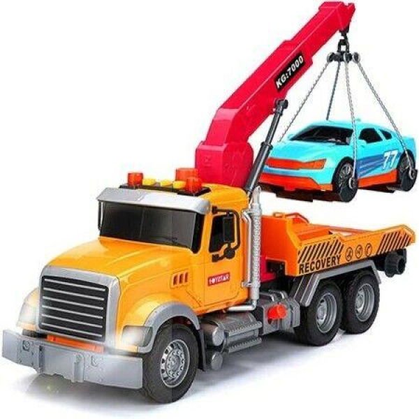 Big Tow Truck Toy with Inertial Motion Lights and Sounds for Boys Interactive Toy Car Truck for Imaginative Play Ages 3 Plus