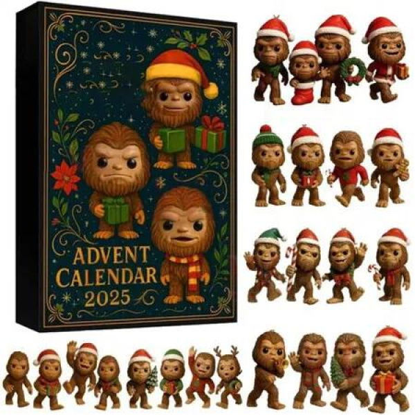 Bigfoot Advent Calendar 2025 Christmas Countdown Calendar with 24PCS Cryptids Bigfoot Mini Figures,Holiday Gift for Kids and Bigfoot Lovers